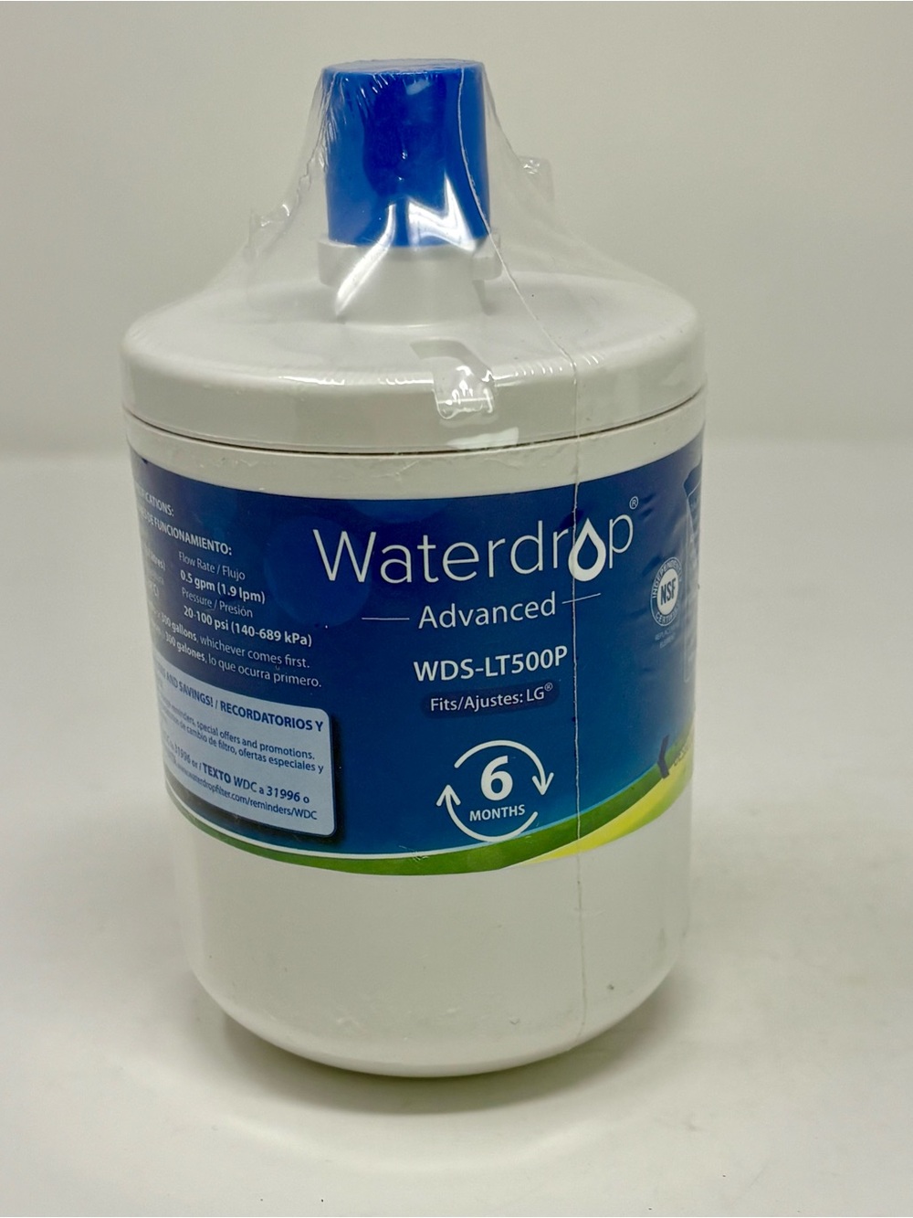Waterdrop Advanced WDS-LT500P Refrigerator Water Filter LG Lasts 6 Mo 300 Gal